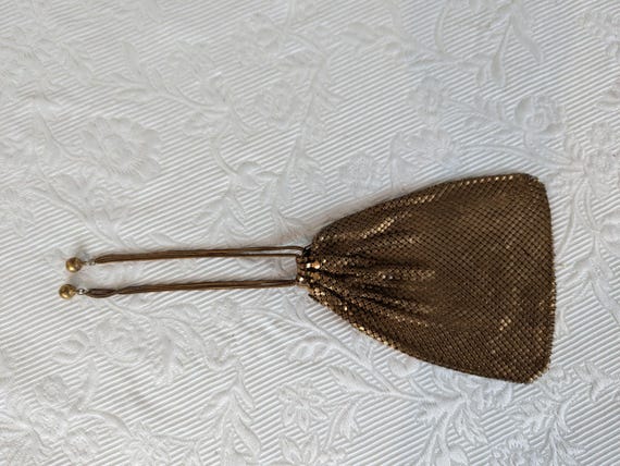 Vintage Gold Mesh Soft Bucket Drawstring Style Ha… - image 2