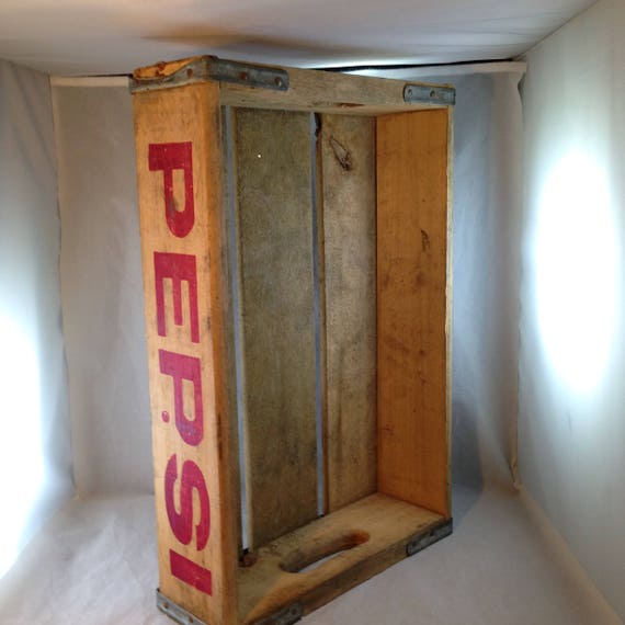 Vintage Pepsi-cola Case Sized Wooden Crate With Great Graphics