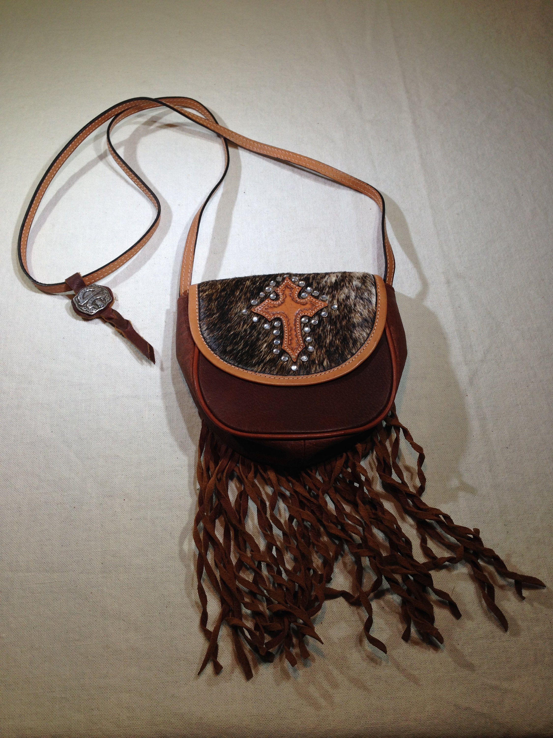 Montana ” Small Stamped Cowhide Crossbody / Purse ( Brown ) – Ale