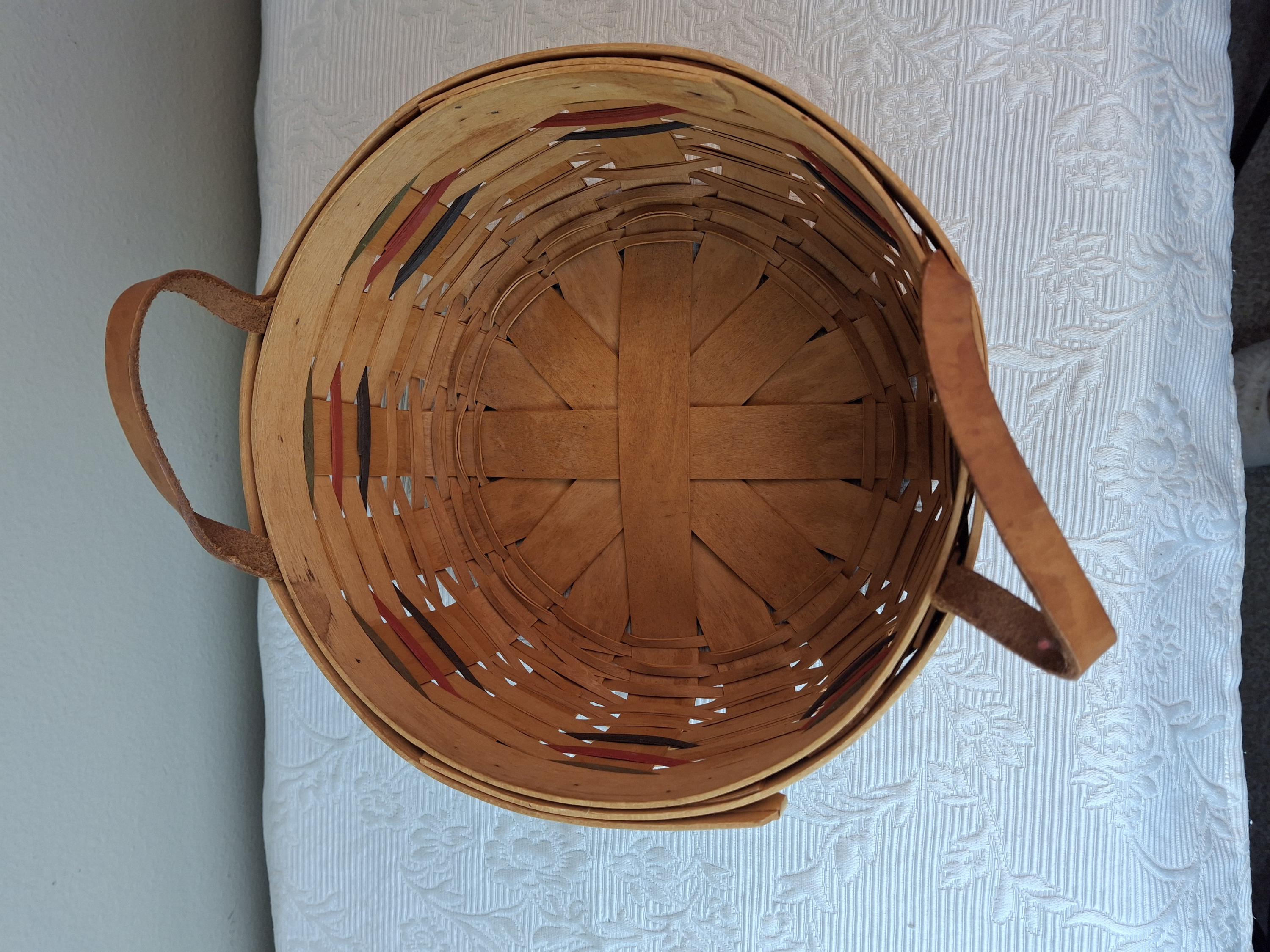 ヴィンテージ ロンガバーガー ラウンドバスケット 幅9 3/4インチ、高さ