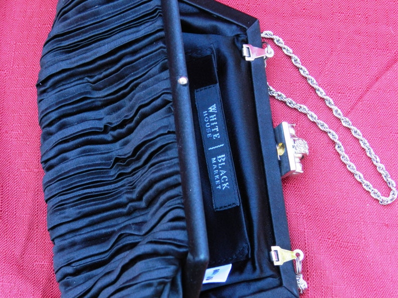 White House Black Market Black Satin Evening Handbag 02762 Etsy