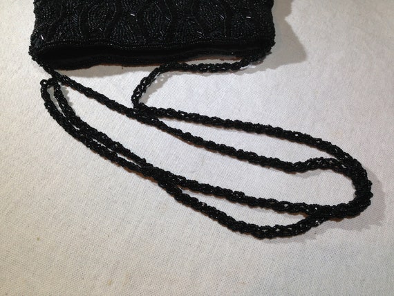 Vintage Black Beaded Purse with Beaded Handle    … - image 3