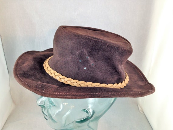 Vintage Australian Walkabout Brown Leather Hat With Leather  display picture 3