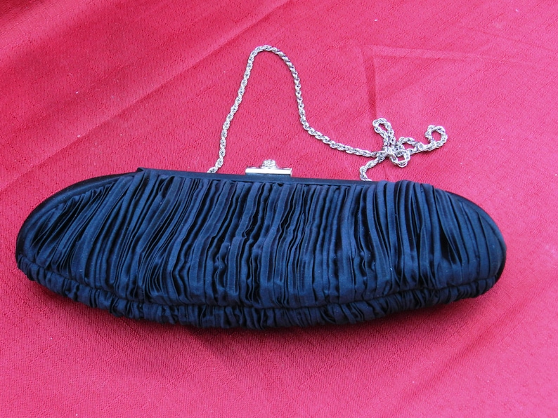 White House Black Market Black Satin Evening Handbag 02762 Etsy
