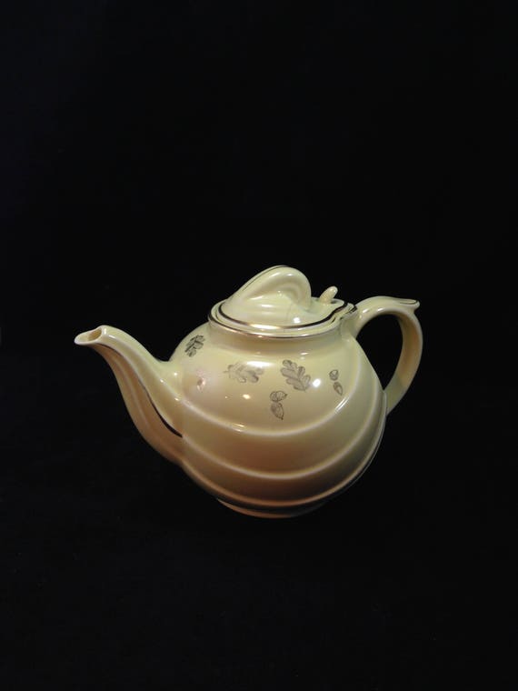 Vintage Hall Teapot Style 0799 6 Cup Hook Lid Yellow With Gold Etsy