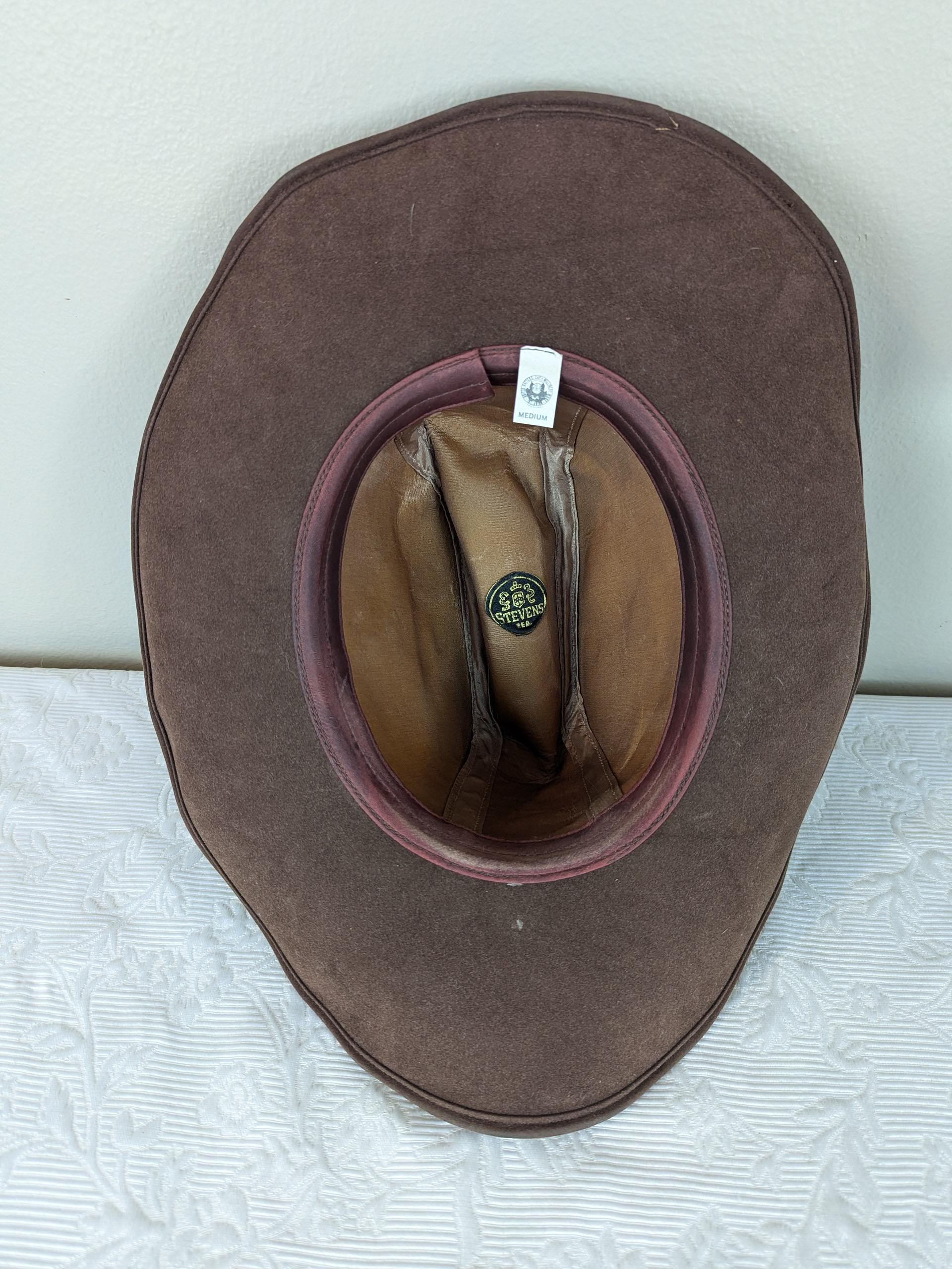 Chapeau de cowboy vintage en cuir marron, style Western Outback