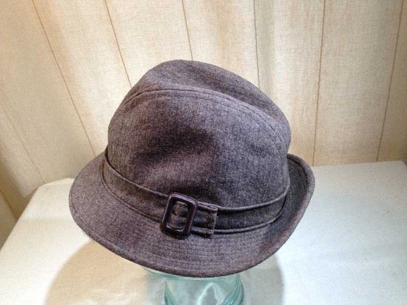 Vintage Pendleton Wool Brown and Brown Speckled Bucket Style Fedora Size 7 02565 image 2