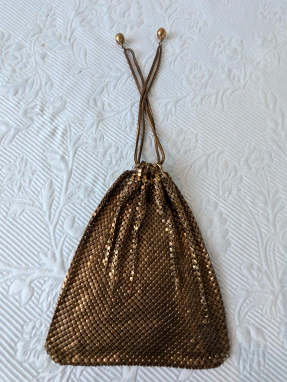 Vintage Gold Mesh Soft Bucket Drawstring Style Ha… - image 1