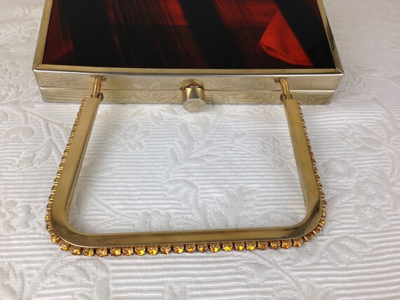 Vintage Tyrolean Brass and Lucite Purse with Oran… - image 4