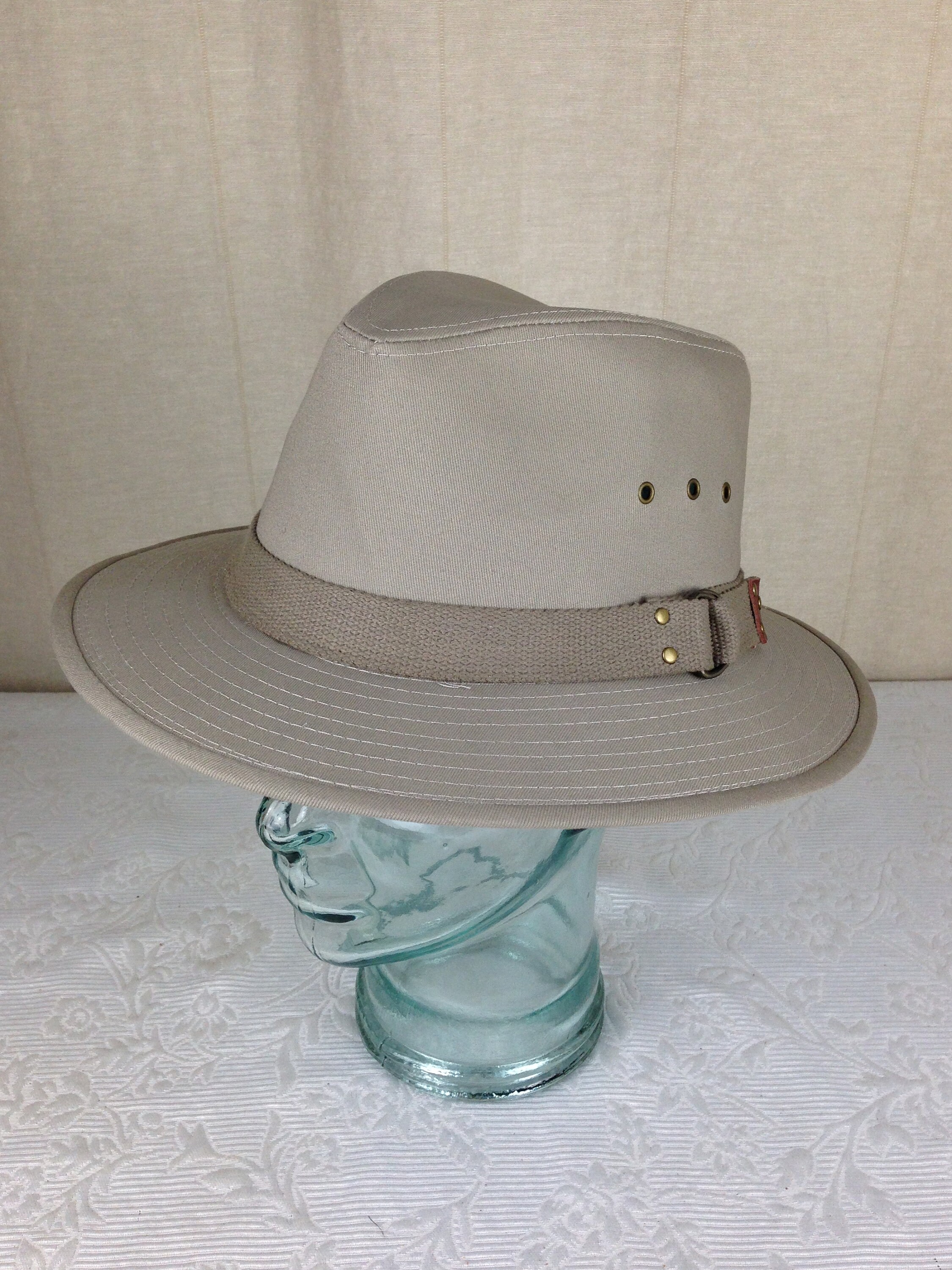 Camel Wide Brim Fedora Hat With Coordinating Canvas D-ring  display picture 3