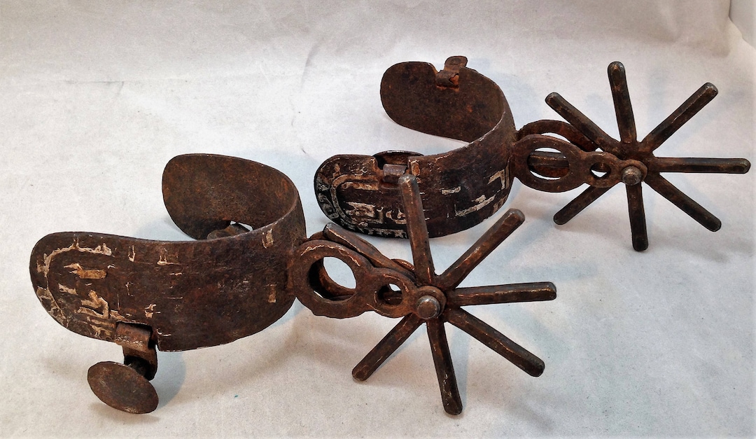 Vintage to Antique Mexican Spurs Hand Hammered With Some Decoration