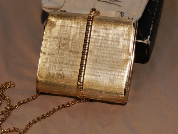 Vintage Rodo Gold Metal Evening Bag in Original Box and Bag 05054