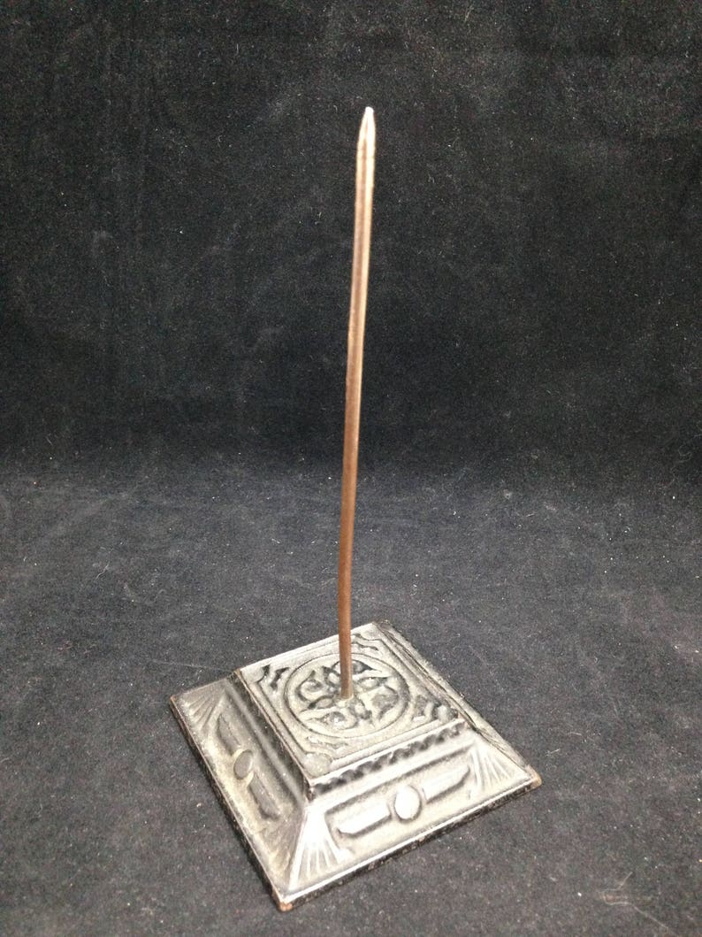 Vintage Cast Iron Desk Top Paper Spike With Art Deco Design Image 0