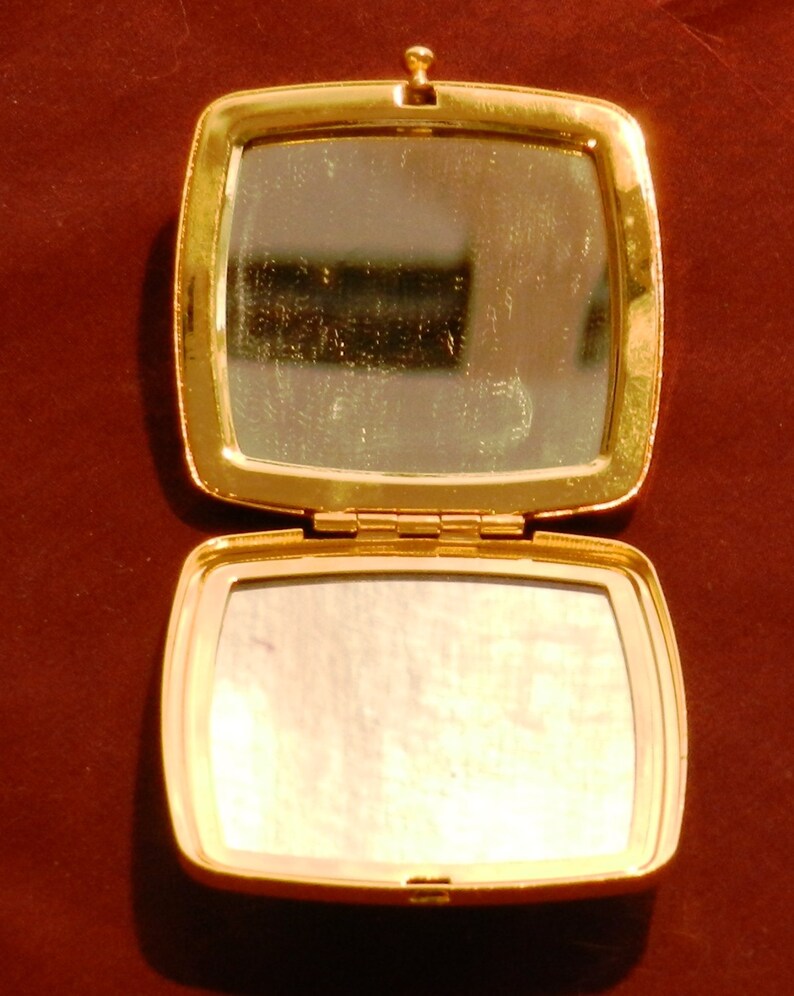 Vintage Gold Tone Metal Compact Pocket Double Mirror Etsy