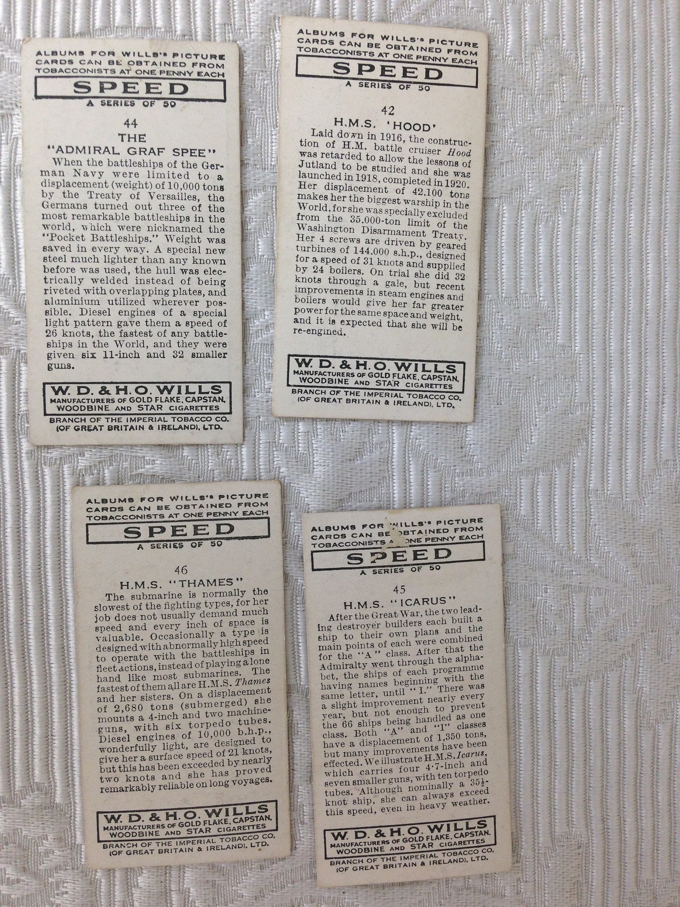 ウィルズ・シガレッツのヴィンテージタバコカードセット。SEED