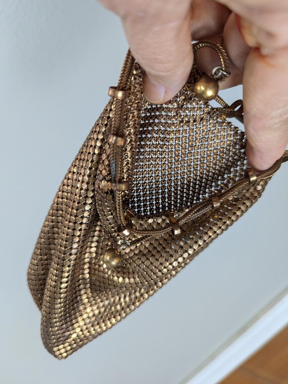 Vintage Gold Mesh Soft Bucket Drawstring Style Ha… - image 9