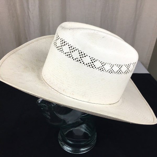 Vintage Made in Mexico Shangtung 20X Straw Cowboy Hat in the Cattleman's Style Missing Hatband Size 7 1/2     04059