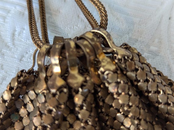 Vintage Gold Mesh Soft Bucket Drawstring Style Ha… - image 4