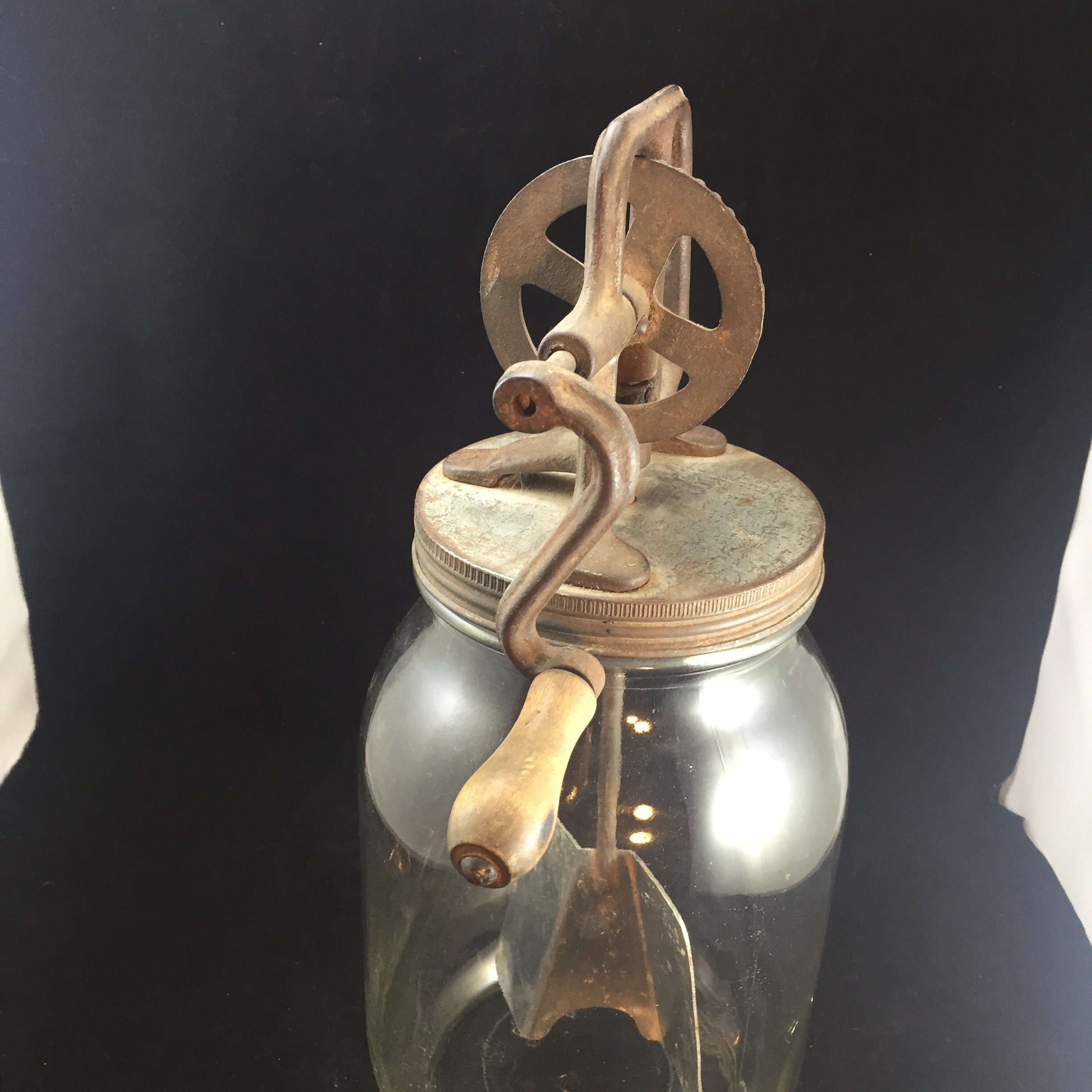 Vintage 4 Quart Glass Butter Churn With Metal Paddles Unknown Etsy