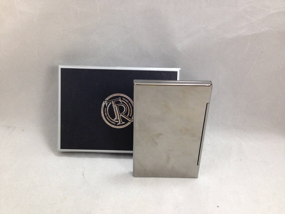 Business Card Case From Things Remembered NIB Chrome With Etsy