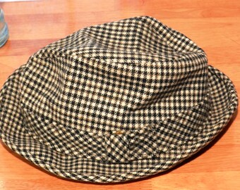 Vintage Pendleton Black and white Houndstooth Fedora Size 7     05033
