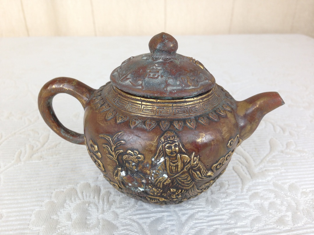 Piccola Teiera In Ottone Con Immagini Rialzate Realizzate In India 3 1 - Foto 13