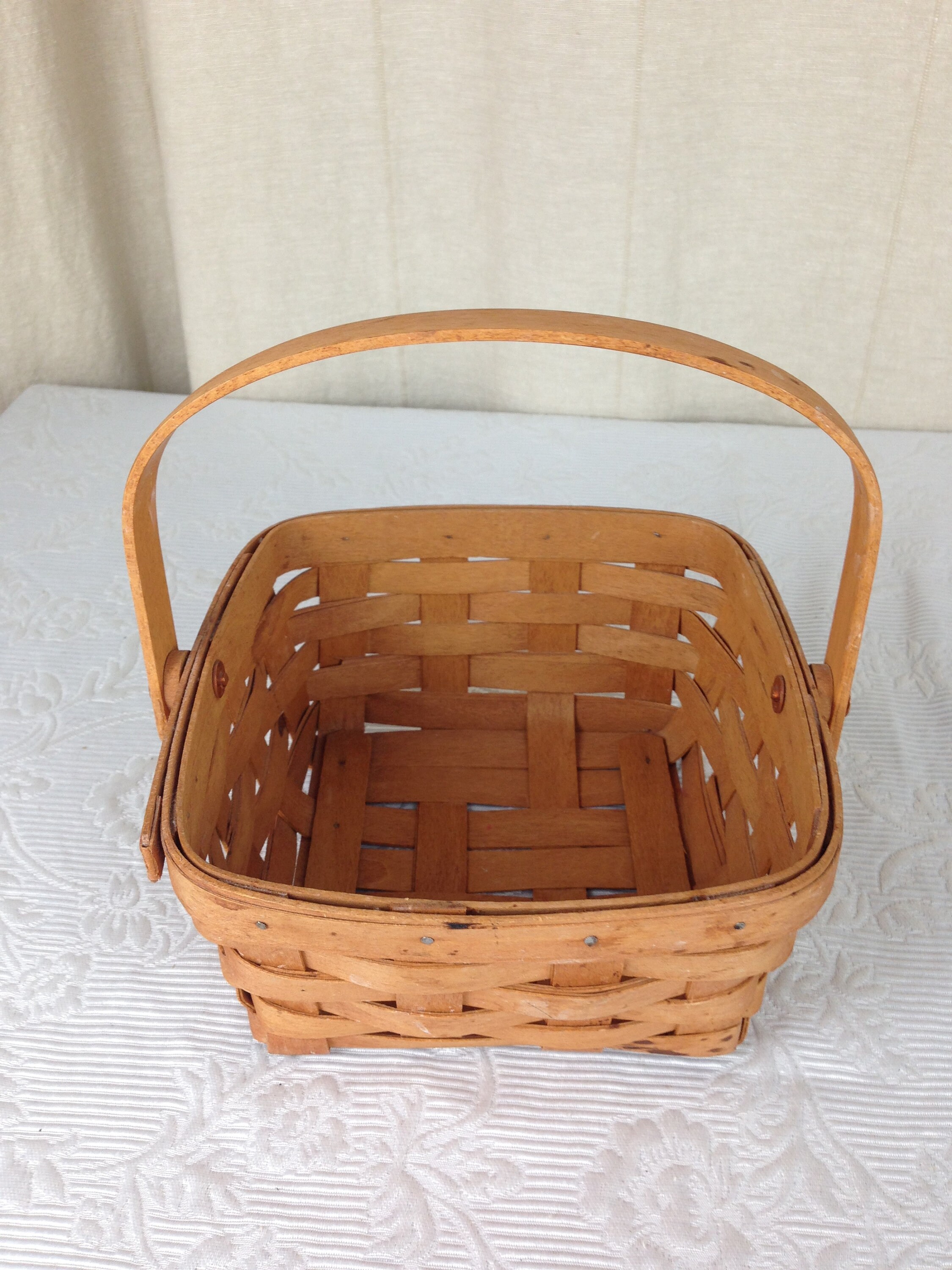 Set of 2 Longaberger Bayberry Baskets With Handles, 9 X 4 1/4 and 6 7/8 X 5  1/4 