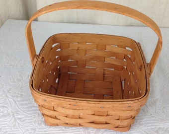 ヴィンテージ ロンガバーガー バスケット 7 x 7 銅製リベットで留め
