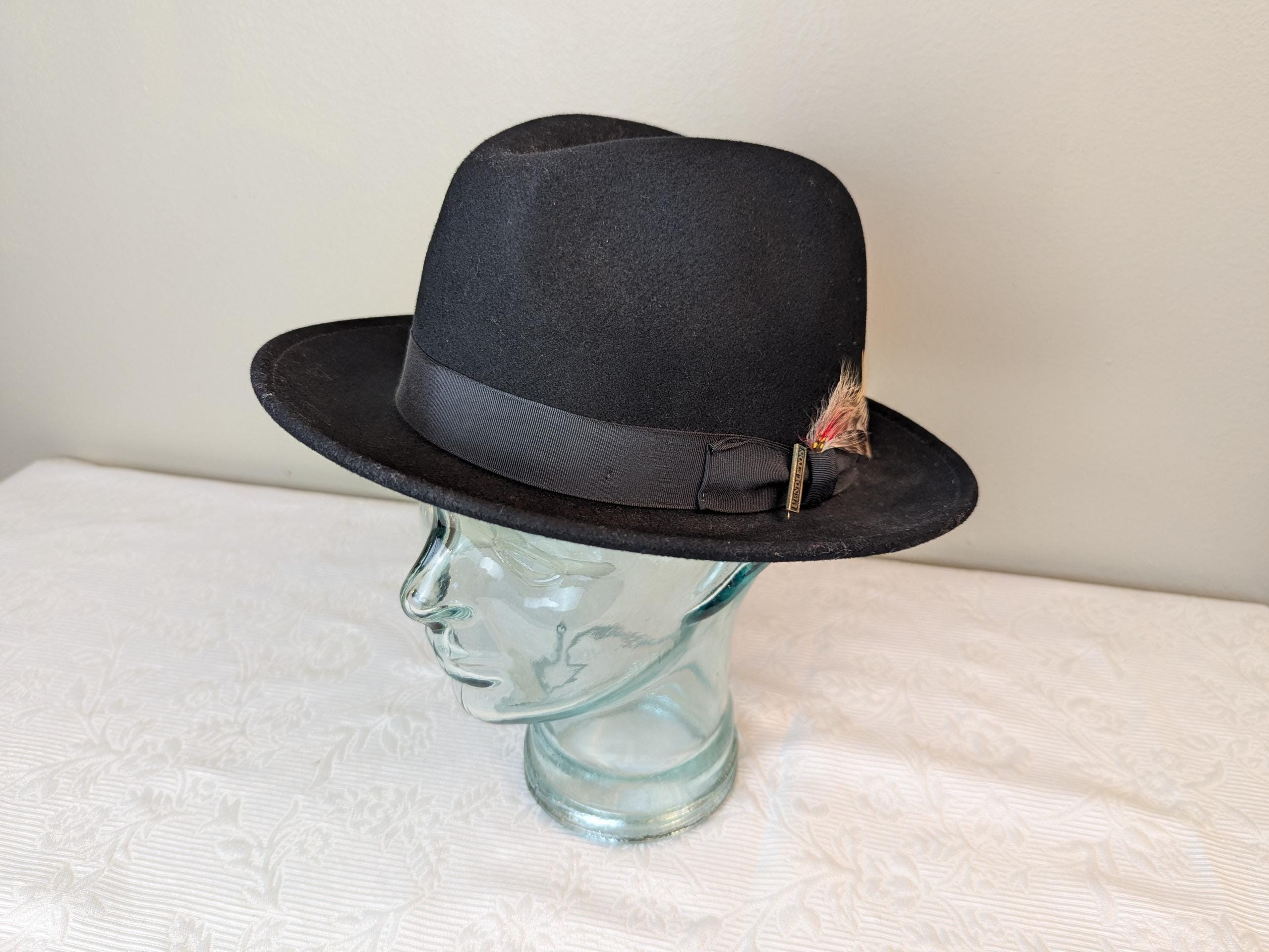 Pendleton wool felt Fedora hat size 6 7/8 AB210-71010 Vintage Pendleton Classic Black Wool Felt Fedora W/ Feathers  main image 3