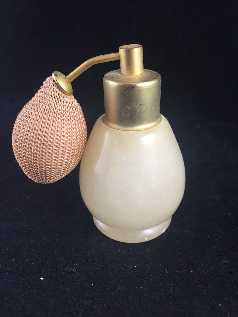 Vintage Alabaster Perfume Bottle with Atomizer Flower Decor | Etsy