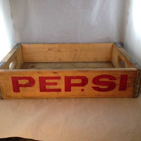 Vintage Pepsi-cola Case Sized Wooden Crate With Great Graphics