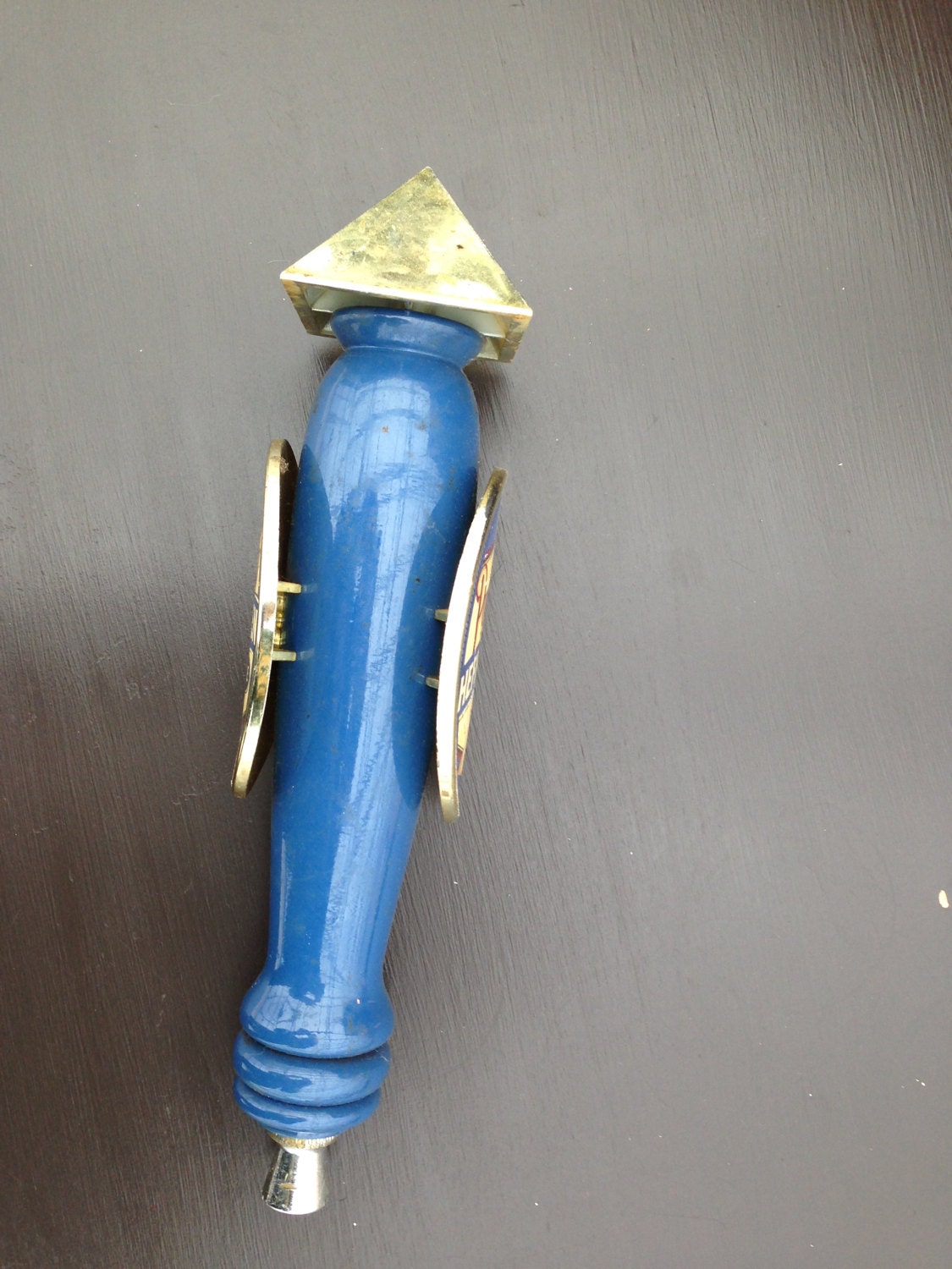 Pyramid Hefeweizen Ale Tap Handle Blue Wood With Brass Color