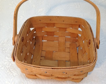 Vintage Longaberger Korb 16 x 16 mit 1 Klappgriff mit Kupfernieten ohne Unterlage 04461