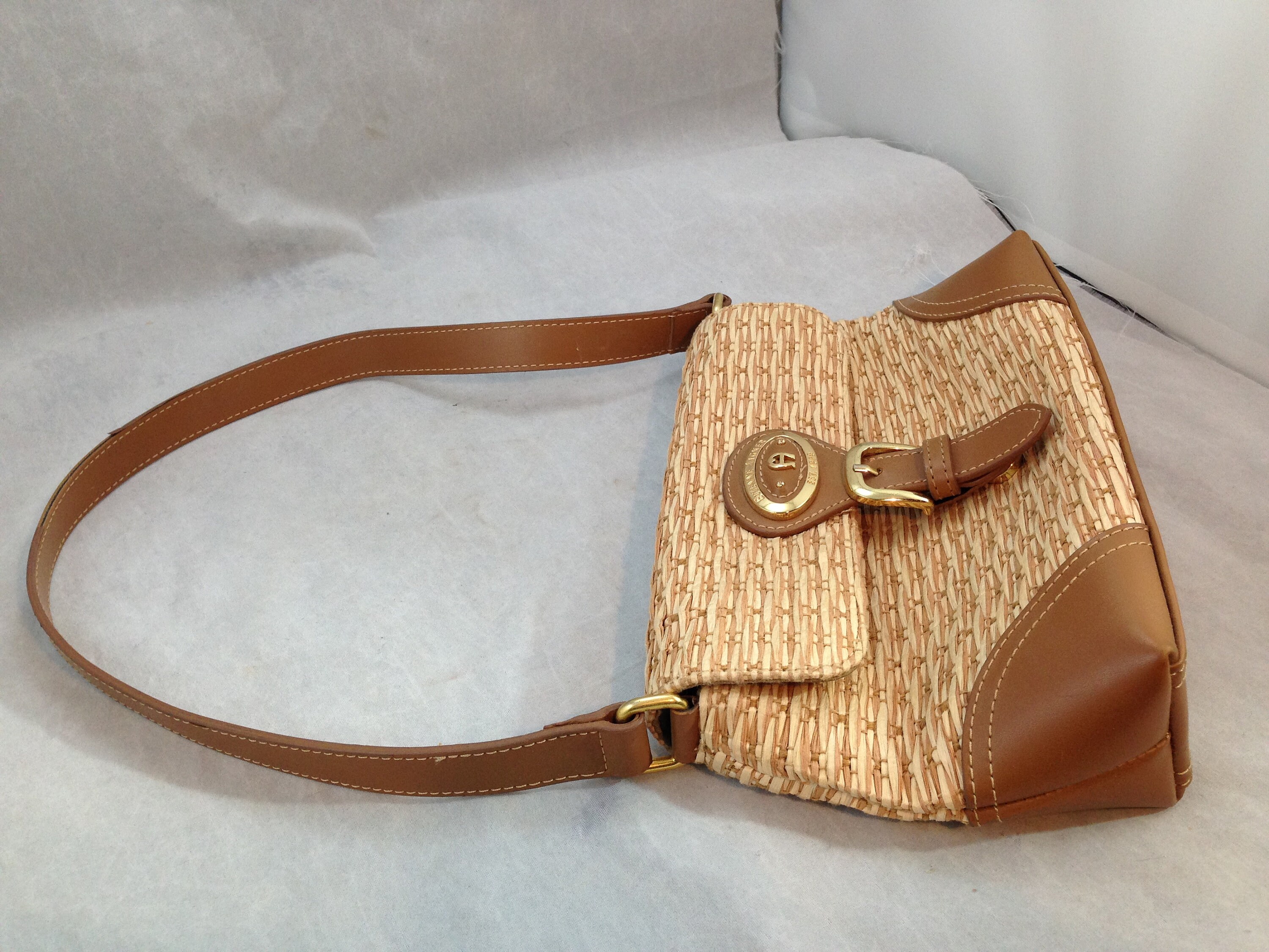Vintage Etienne Aigner Purse Woven Straw Fabric and Paper Etsy