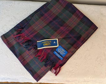 Vintage Pendleton Lobo Scarf 20% Wool Red, Green and Black Plaid Pattern 57 Inches Long 10 1/2 Inches Wide 04829