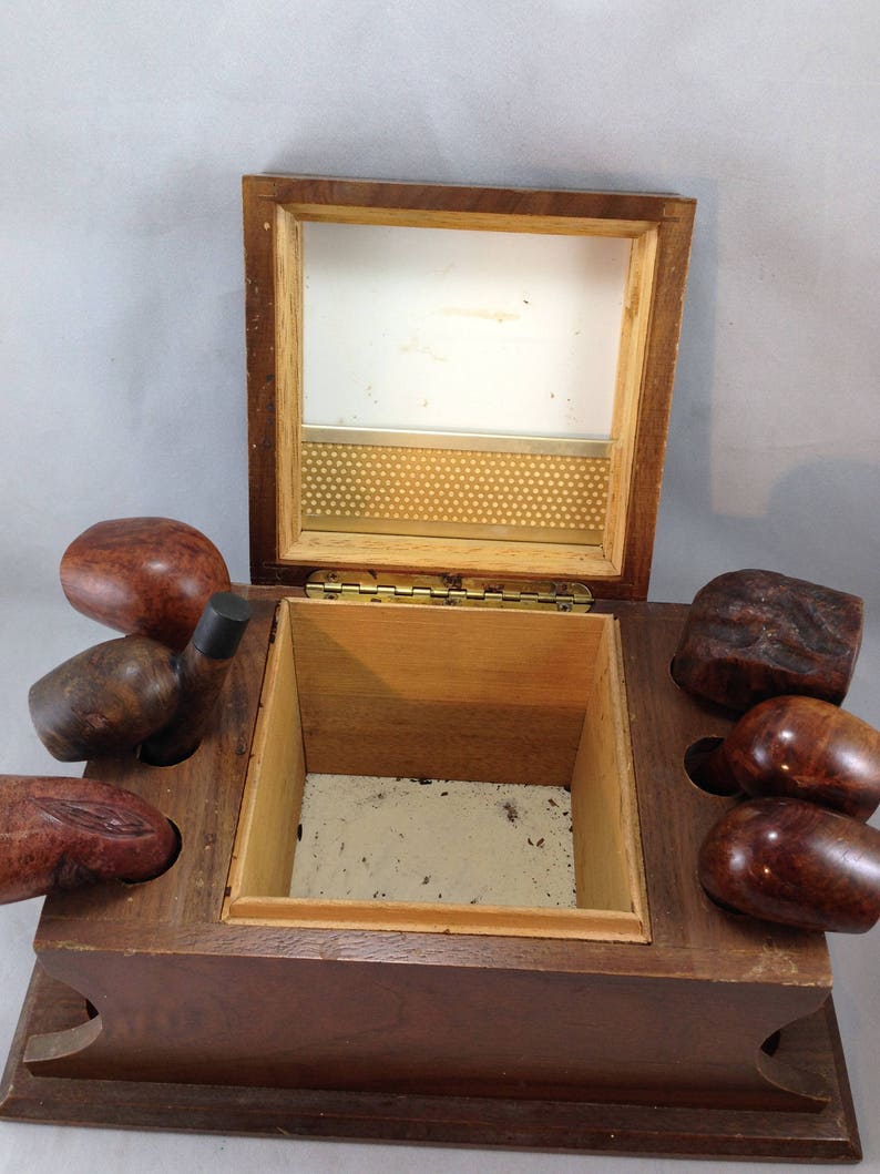 Vintage 6 Pipe Decatur Pipe Rack With Humidor and 6 Assorted | Etsy