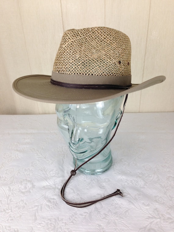 Vintage Stetson Cowboy Style Straw and Canvas Hat 