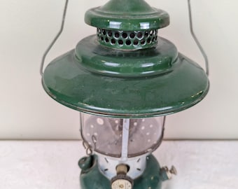 Vintage Coleman 286A Lantern, Green Camping Utility Light, USA