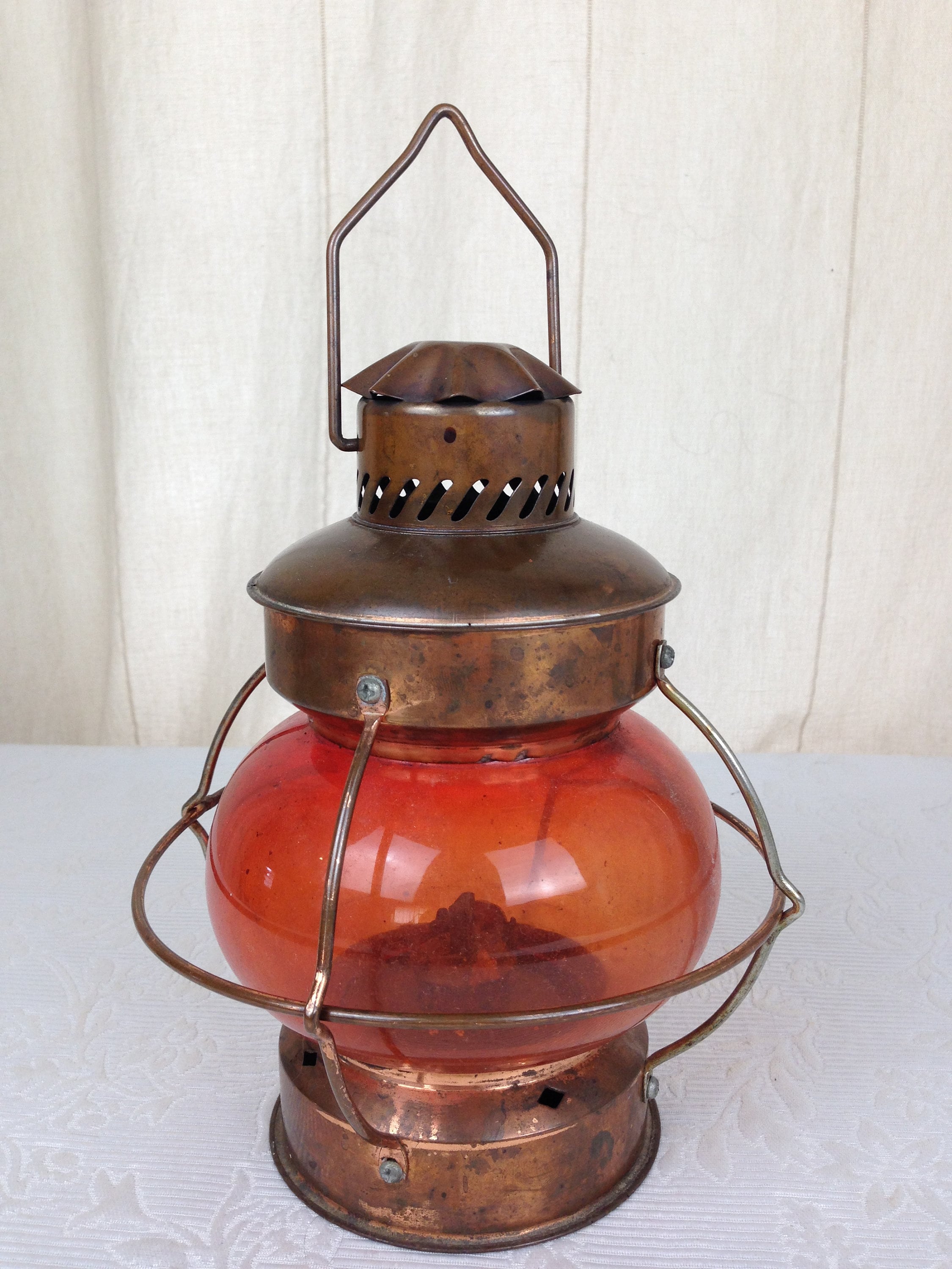 Copper Oil Lamp, Wick Lamp, Copper Kerosene Lantern, Handmade Kerosene Lamp, Copper GAS Lamp, Housewarming Gift. (Red Copper)