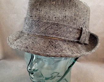 Vintage Pendleton Fedora 100% Wool Speckled Gray  Size 7 1/4             04340