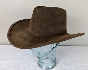Chapeau De Cowboy Vintage YoungAn The Duke Collection - Années 70, Bleu Denim, Taille 7-7 1/2