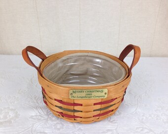 ロンガバーガー♪1997年製 ロンガバーガーバスケット ヴィンテージ 手編み 長方形 固定ハンドル