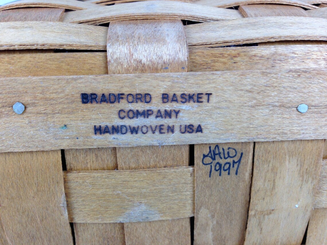 Vintage Bradford Basket Co. Tilted Basket With a Wood Lid 7 Etsy