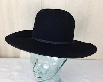 Vintage Eddy Bros California vintage wool hat black 7 3/8 Vintage Eddy Bros Black Wool Felt Cowboy Hat Medium USA 5923  main image 2