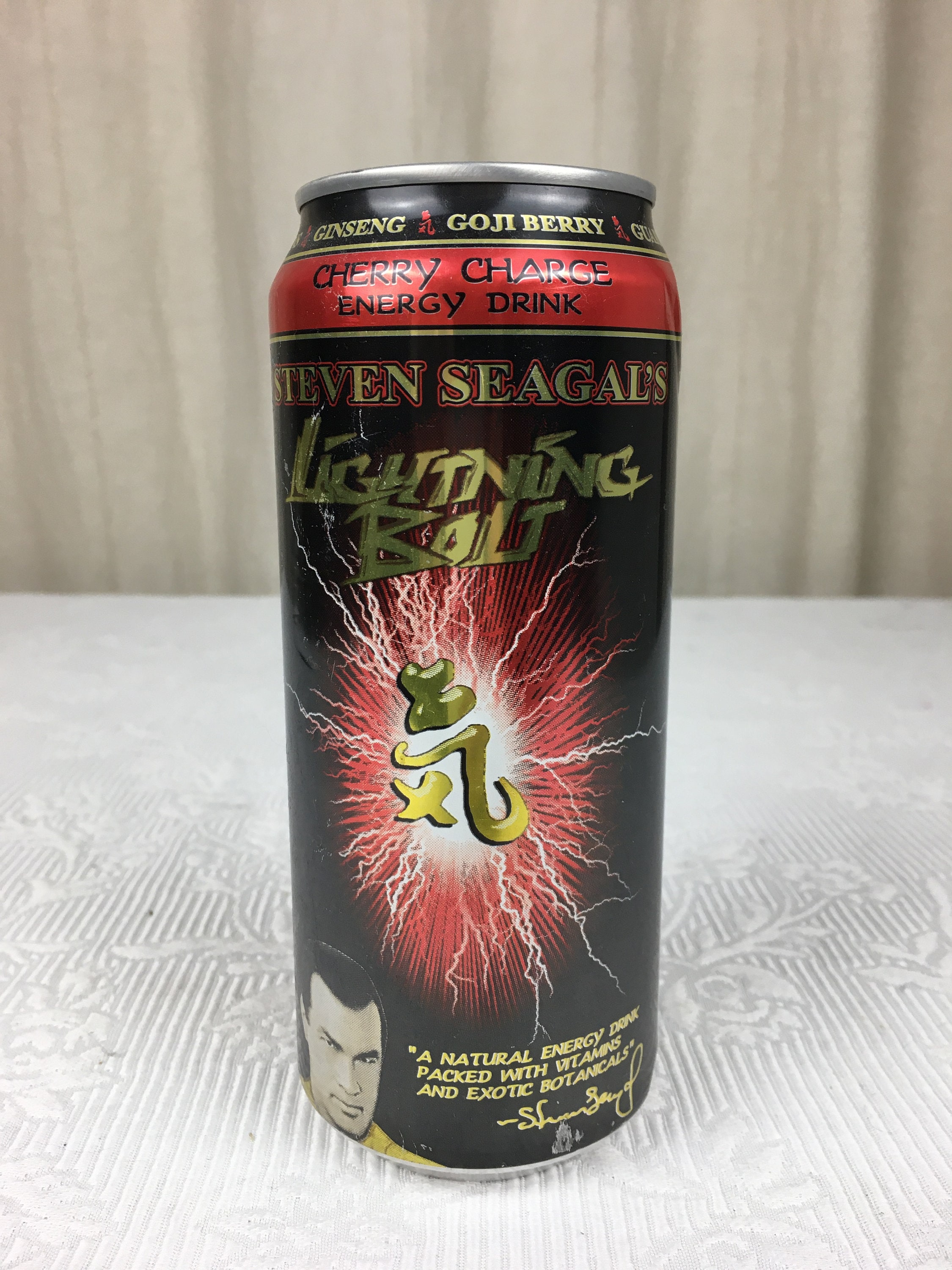 Rare Vintage Un-opened 16 Ounce Can of Steven Segal's Lightning