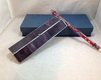 Art Stained Glass Kaleidoscope with Case Wand in Original Box    04152