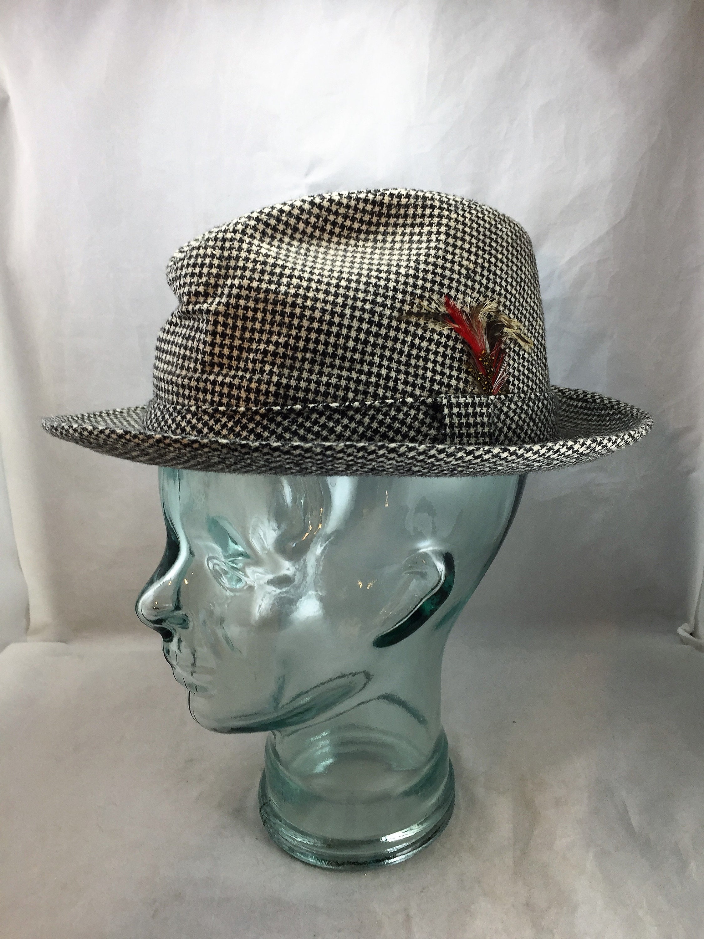 Vintage Adam of New York Black and White Checked Fedora Size Vintage Adam of New York Black and White Checked Fedora Size