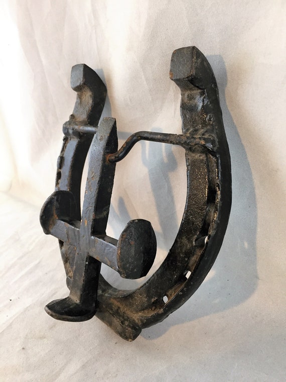 Handmade Rustic Horseshoe And Railroad Spike Door Knocker 01939