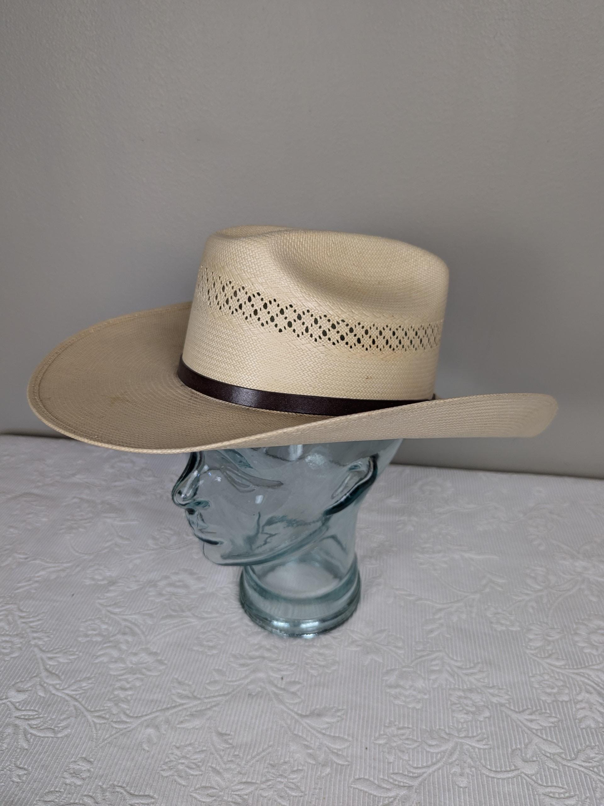 Tombstone Western Rodeo Cowboy Cowgirl Straw Tan Hat braided Band Vintage EUC Tombstone Roper Straw Cowboy Hats | Cattleman Crease main image 3