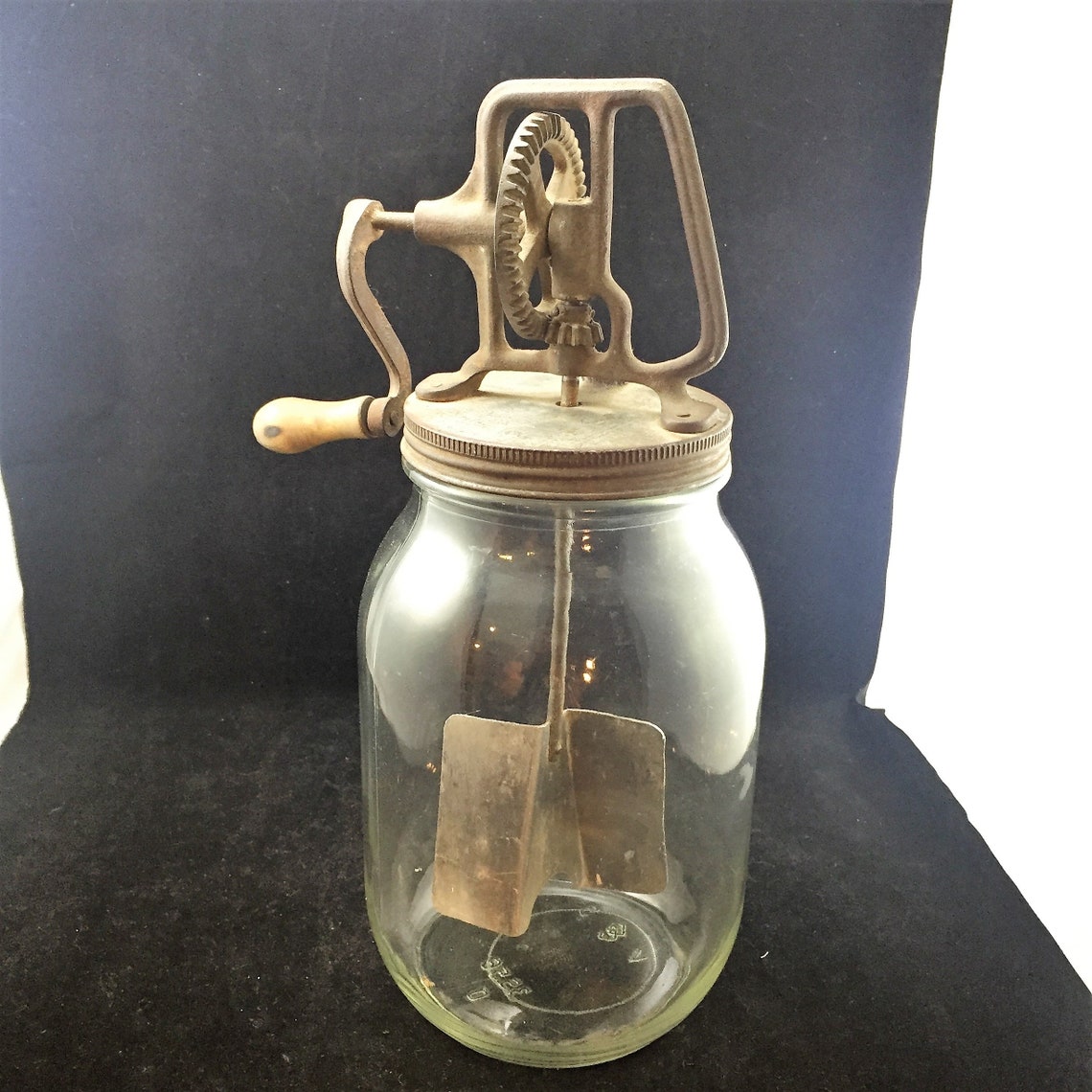Vintage 4 Quart Glass Butter Churn With Metal Paddles Unknown Etsy